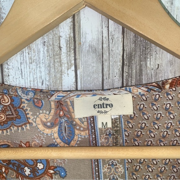 Entro Tan Mixed Print Satin Blouse - Picture 6 of 6